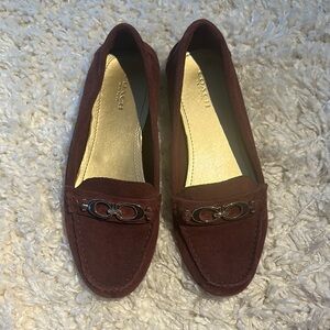 Coach Women's Deep Red Suede Loafers